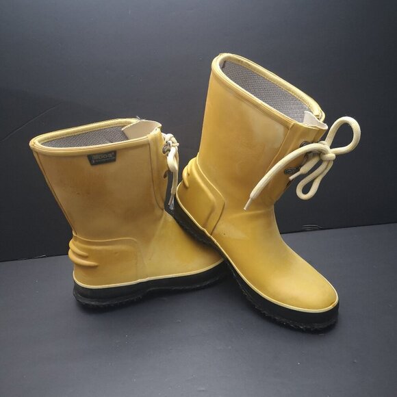 Bogs Shoes - Bogs Ladies Size 7 Mustard Yellow Everdry Dura Fresh Urban Farmer Rubber Boots